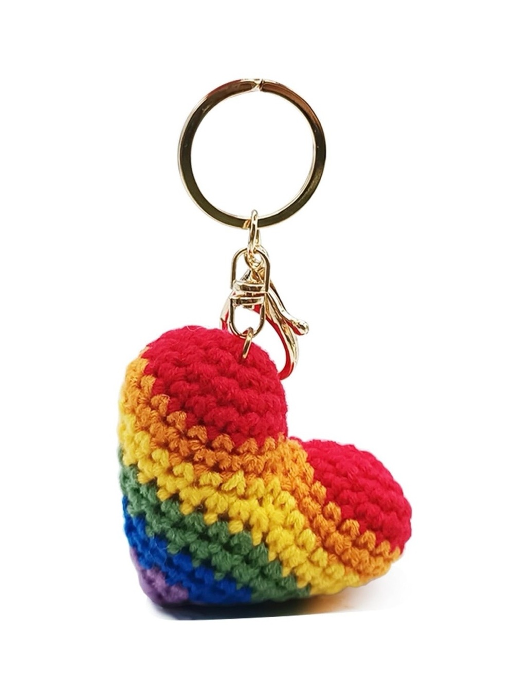 $28.00- Handmade Crocheted Rainbow 🌈 Heart PRIDE Bag Charm Keychain